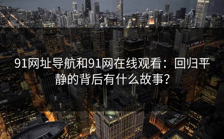 91网址导航和91网在线观看：回归平静的背后有什么故事？